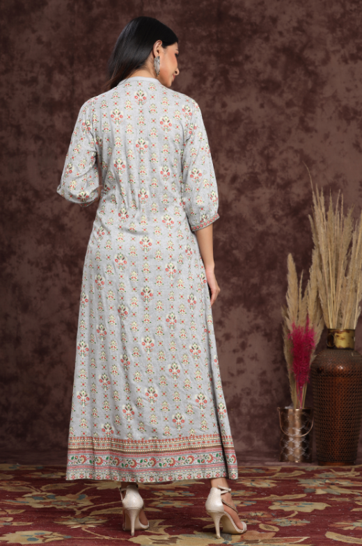 Women's Pistagreen Rayon Printed A-line Dress - Juniper