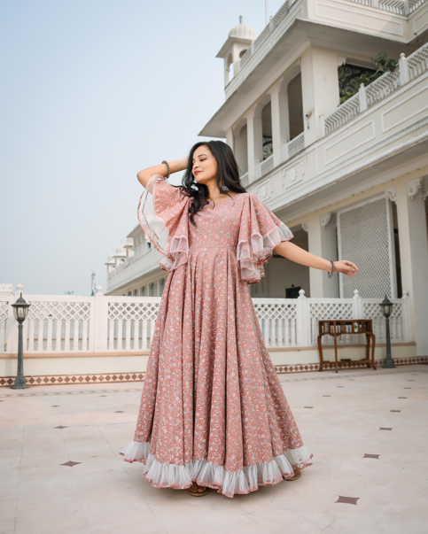 Women's Pretty Blush Coral Dress - Indian Virasat