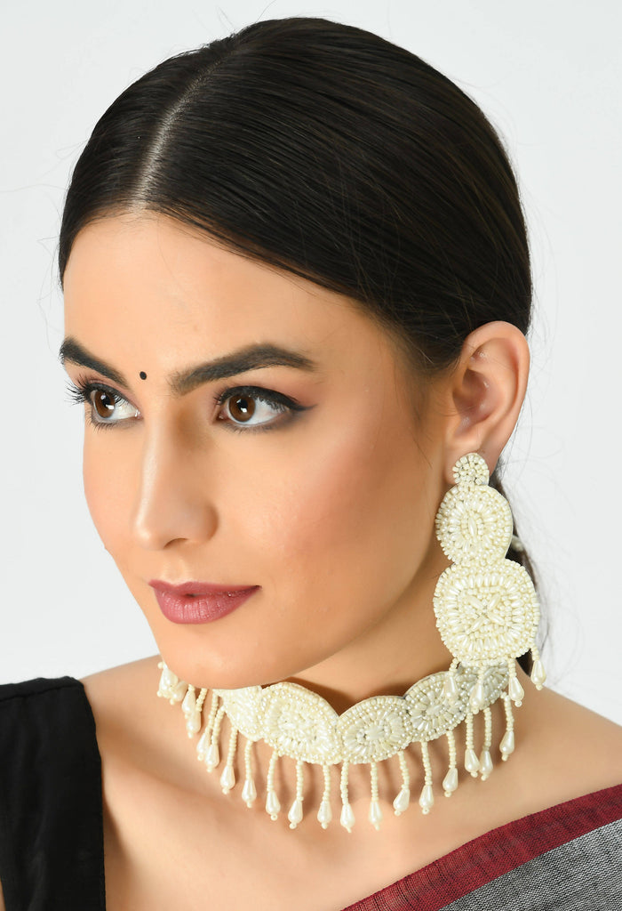 Johar Kamal Handicraft Pearls Necklace with Ear