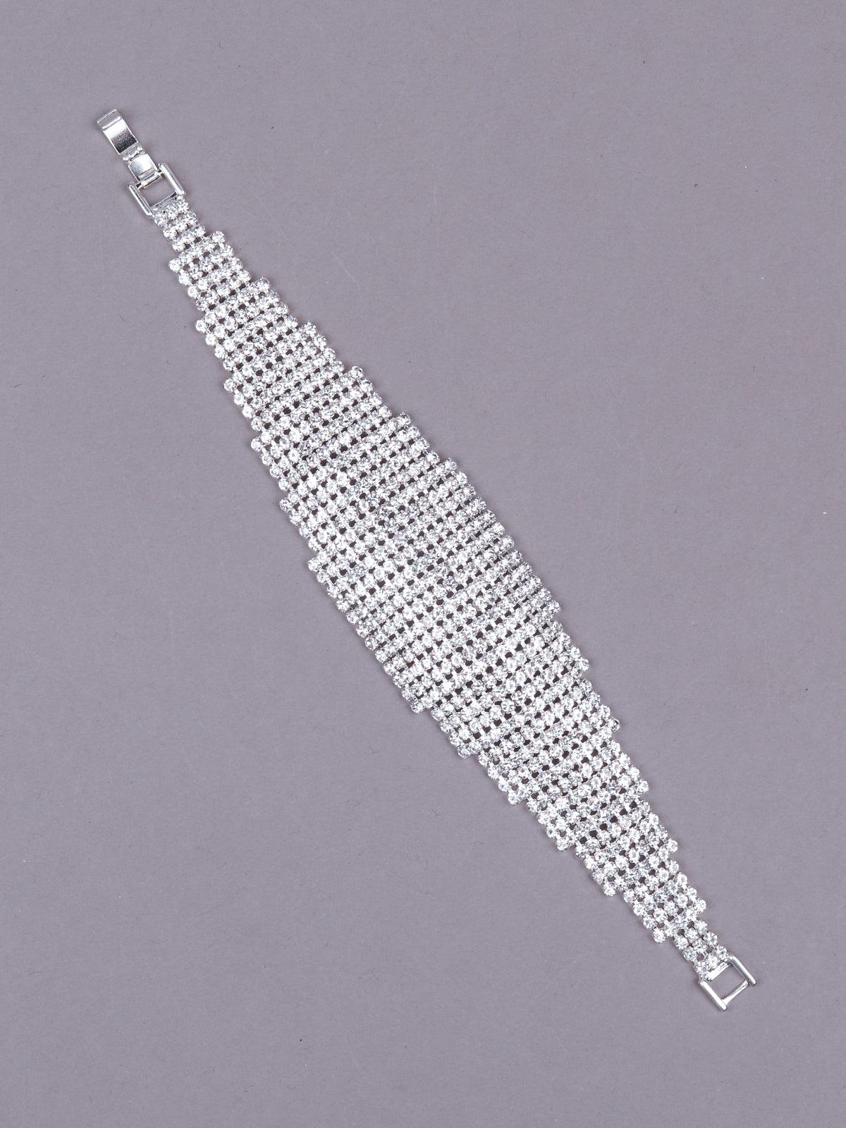 Women's Exquisite Artificial Diamond-Studded Bracelet -Silver - Odette