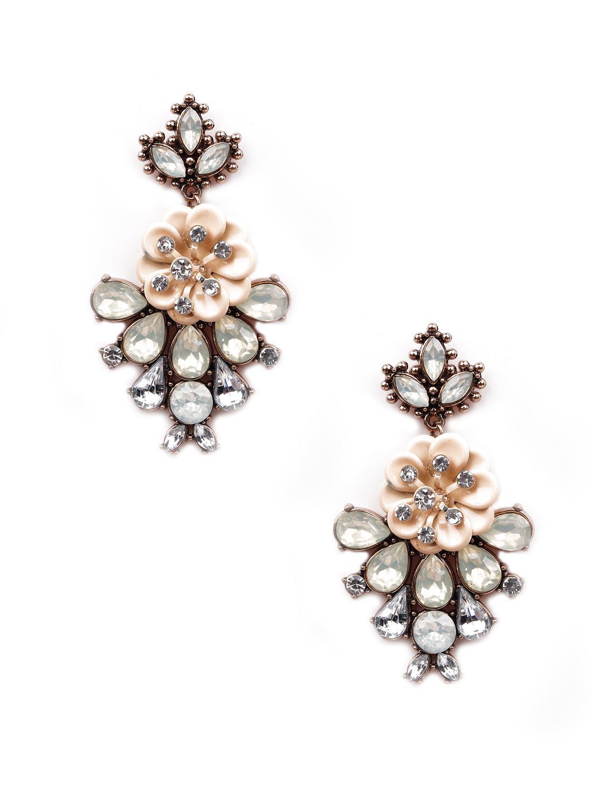 Women's Exquisite Beautiful Floral Beaded Statement Earrings - Odette