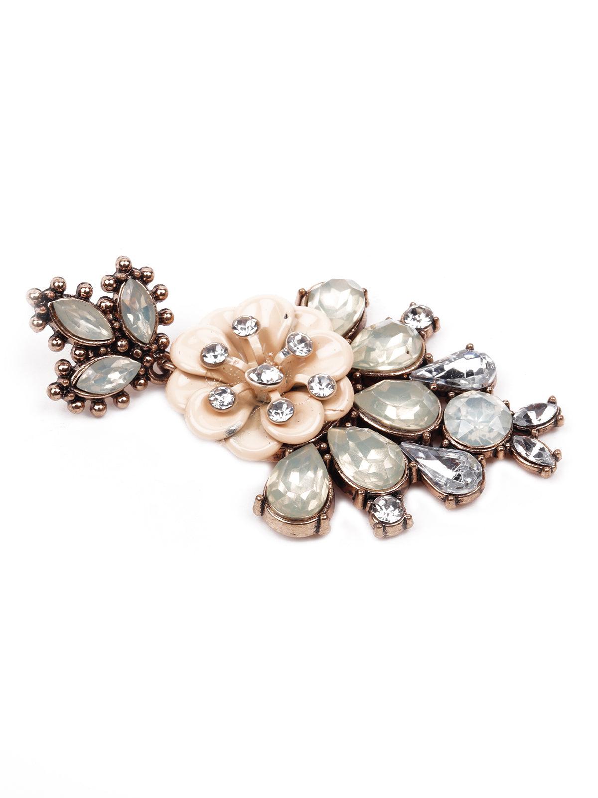 Women's Exquisite Beautiful Floral Beaded Statement Earrings - Odette