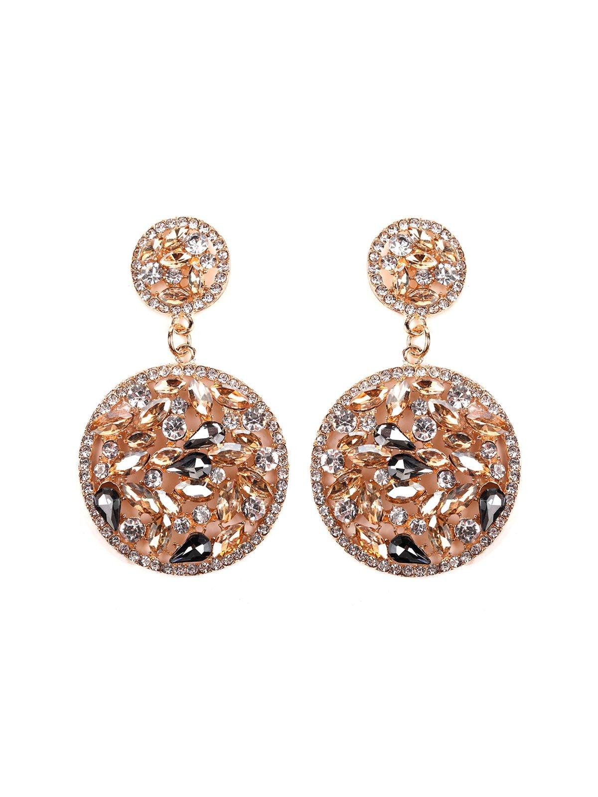 Women's Exquisite Double Rounded Crystal Earrings - Odette