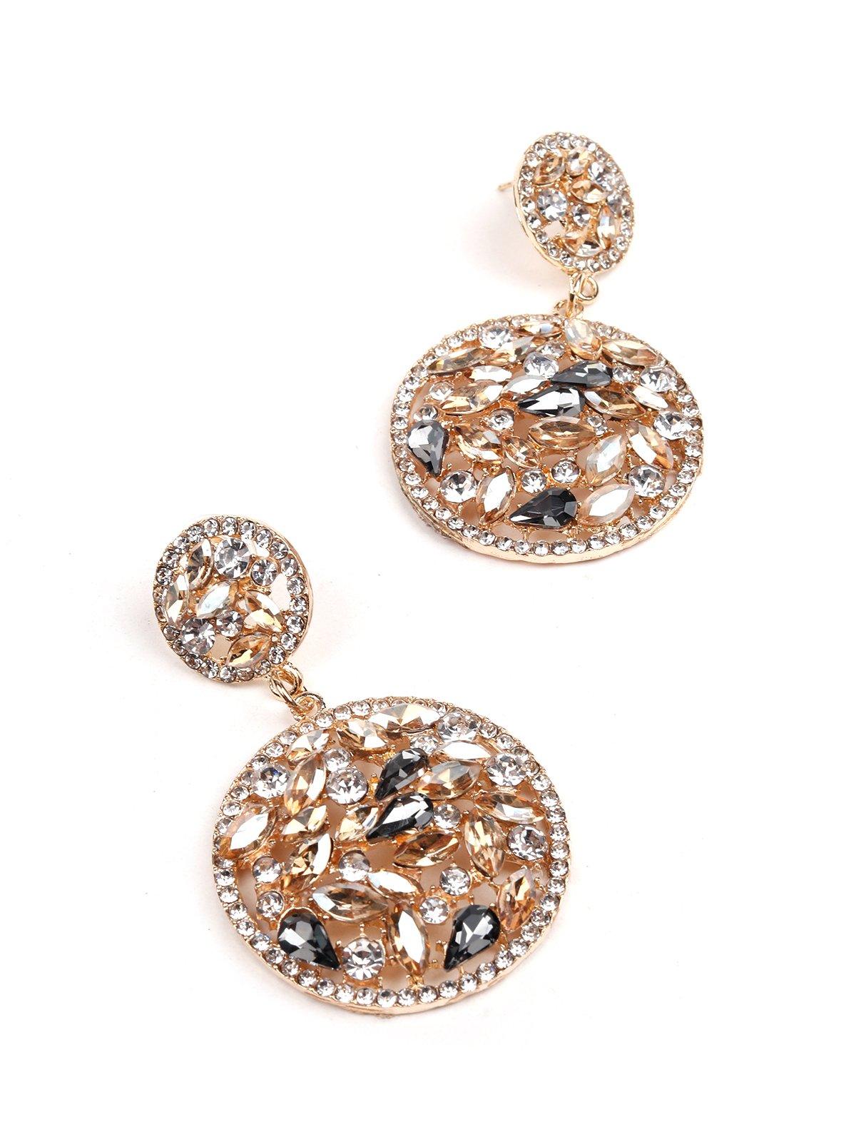 Women's Exquisite Double Rounded Crystal Earrings - Odette