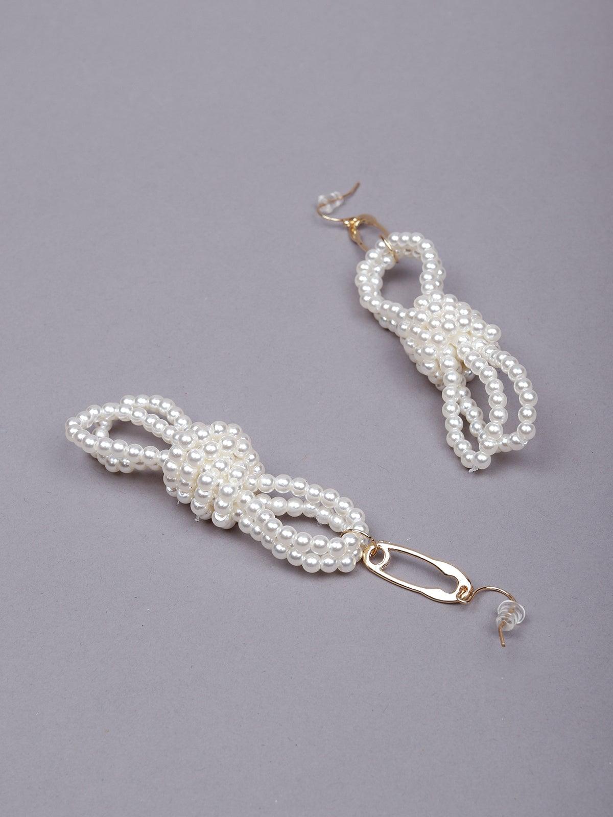 Women's Exquisite Fully White Beaded Drop Earrings - Odette
