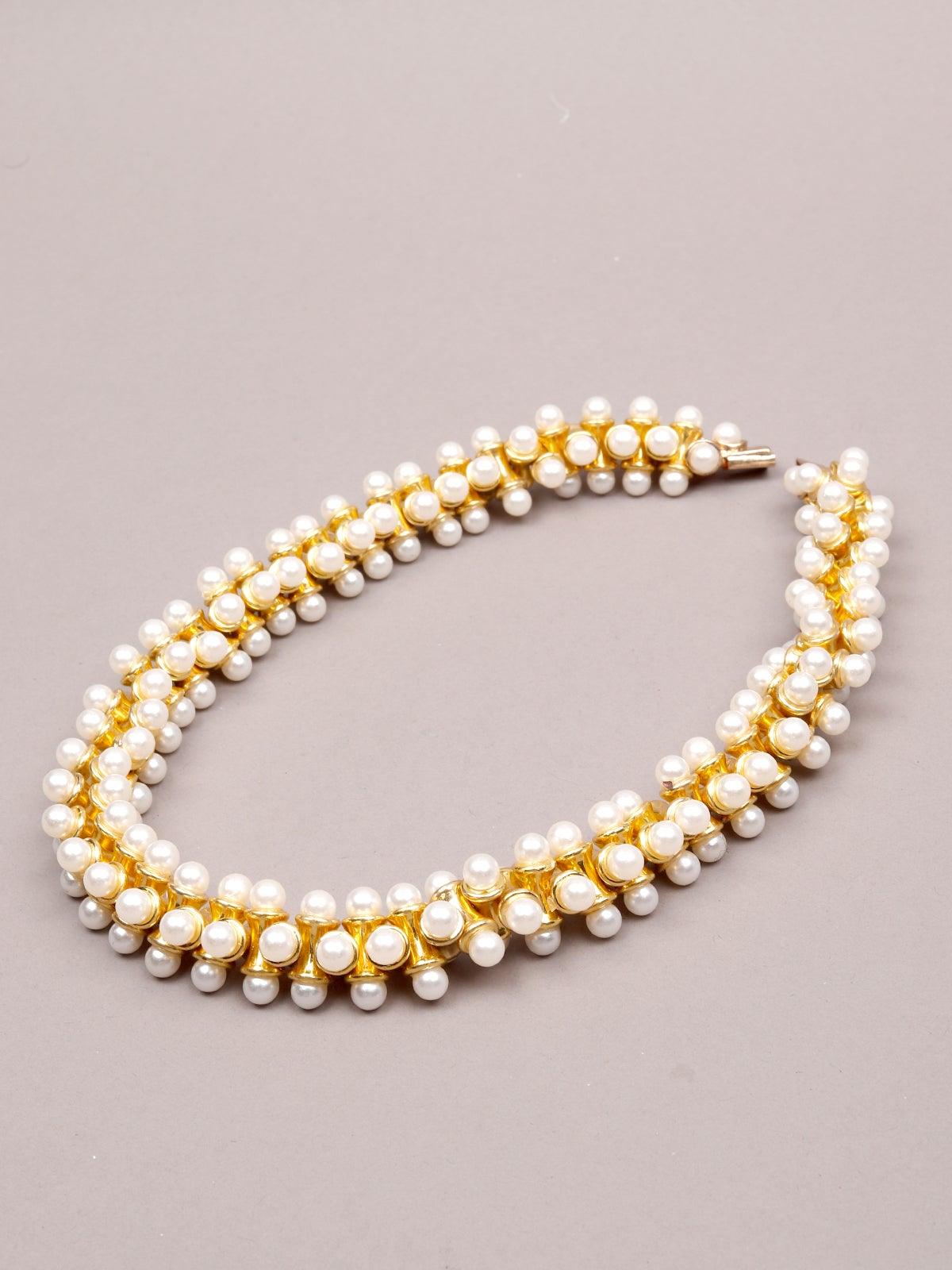Women's Exquisite Gold-Tone Pearl Embellished Necklace - Odette