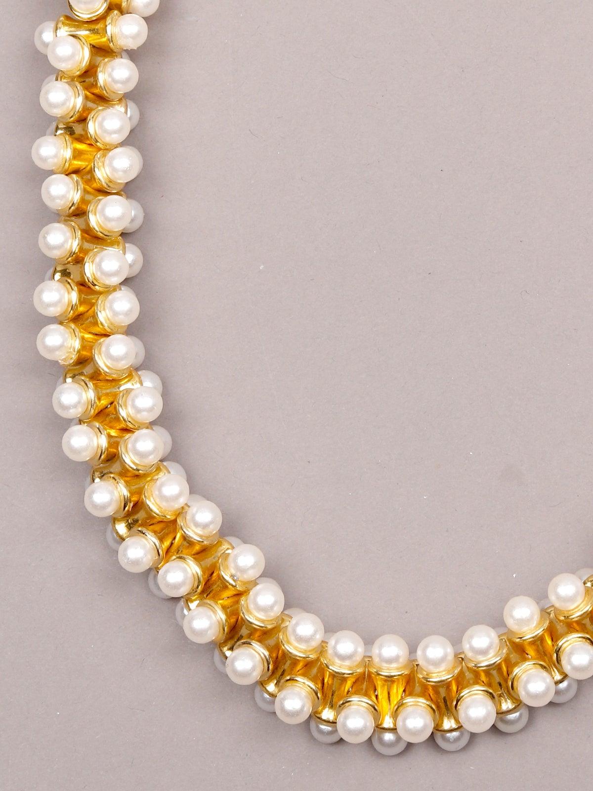 Women's Exquisite Gold-Tone Pearl Embellished Necklace - Odette
