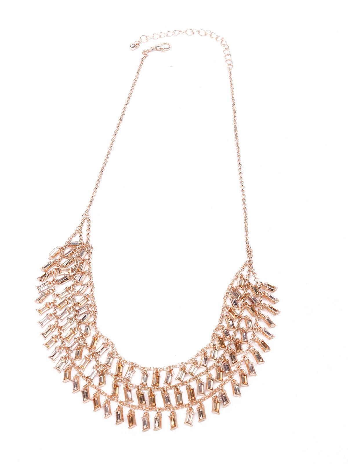 Women's Exquisite Layered Crystal Necklace - Gold - Odette