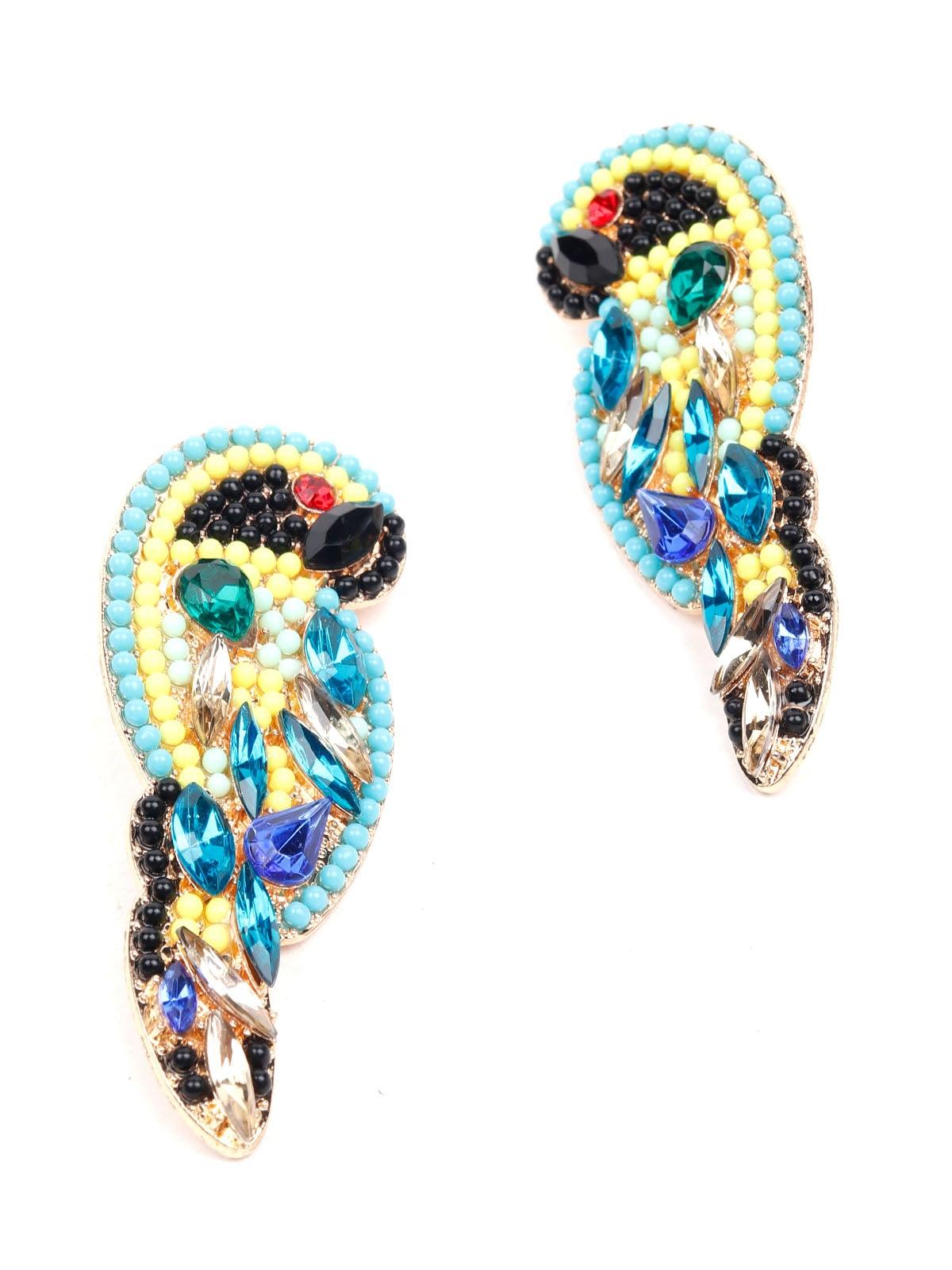 Women's Exquisite Parrot Shaped Multicoloured Beaded Earrings - Odette