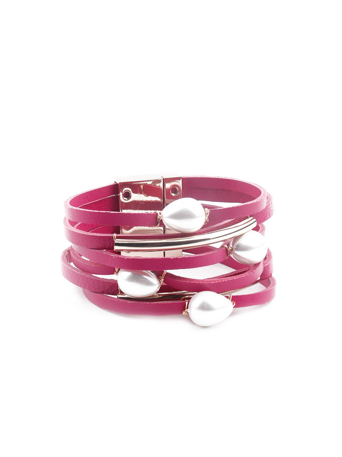 Women's Exquisite Pink Layered Embellished Bracelet - Odette