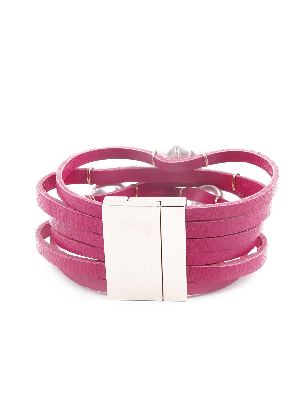 Women's Exquisite Pink Layered Embellished Bracelet - Odette