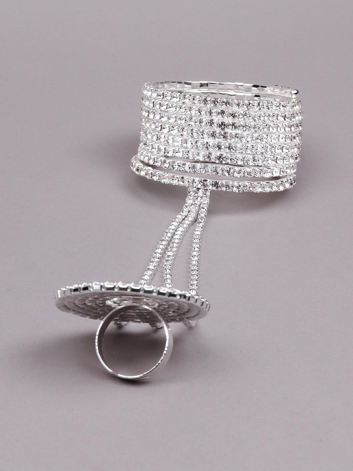 Women's Exquisite Sparkling Studded Bracelet Ring - Odette