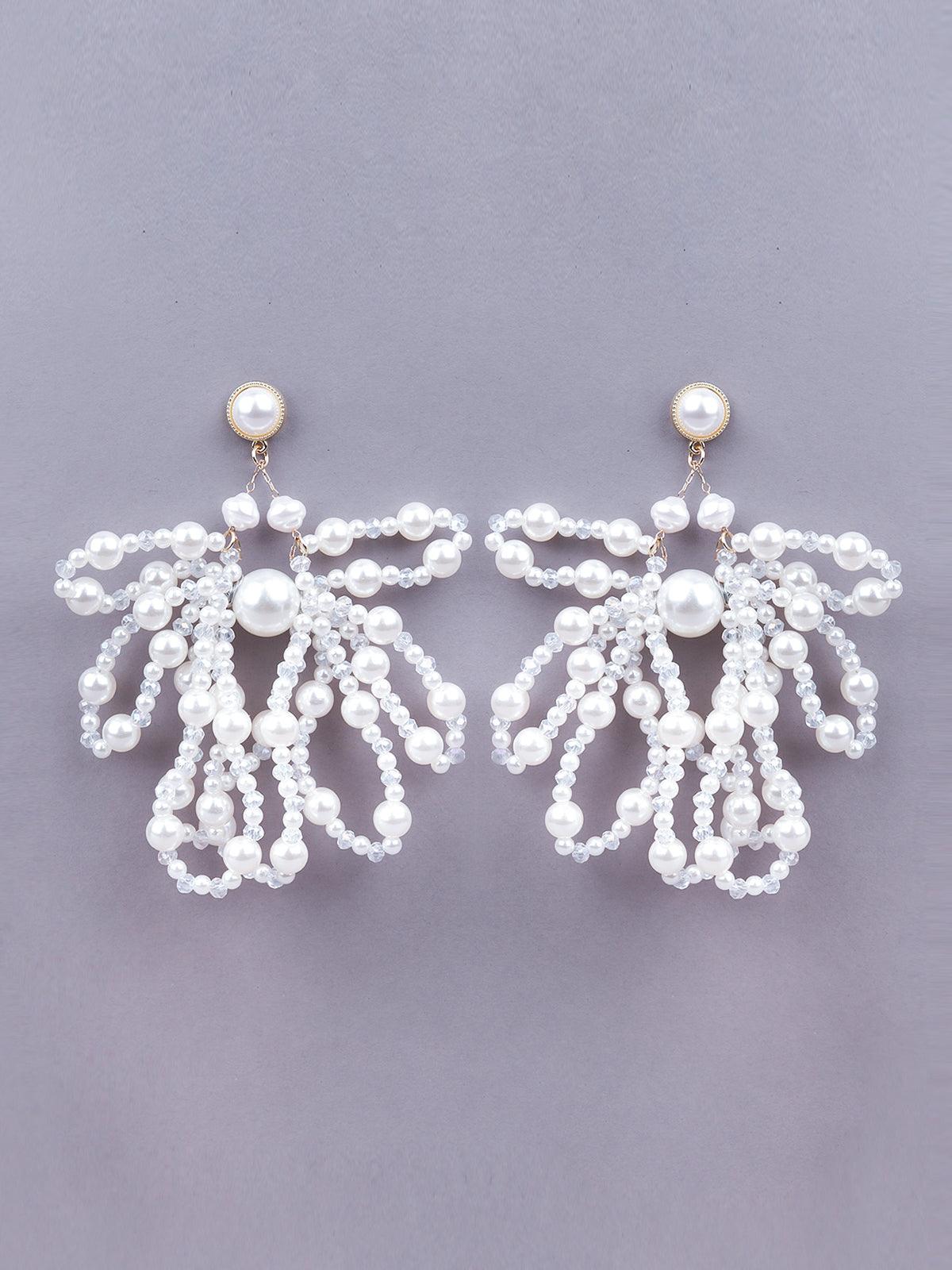 Women's Exquisite White Beaded Drop Earrings G - Odette