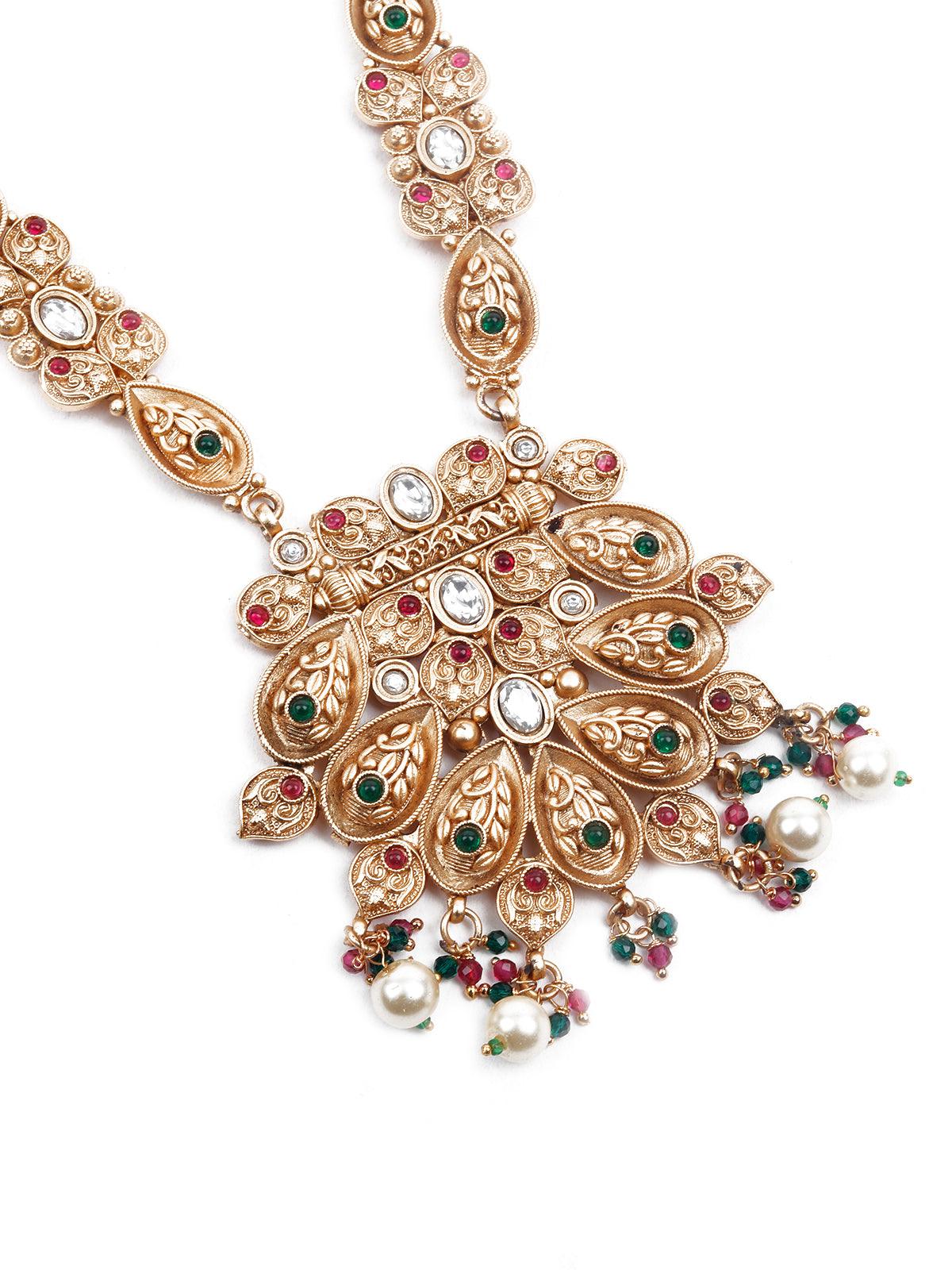 Women's Exquisitly Crafted Gold Necklace Set - Odette