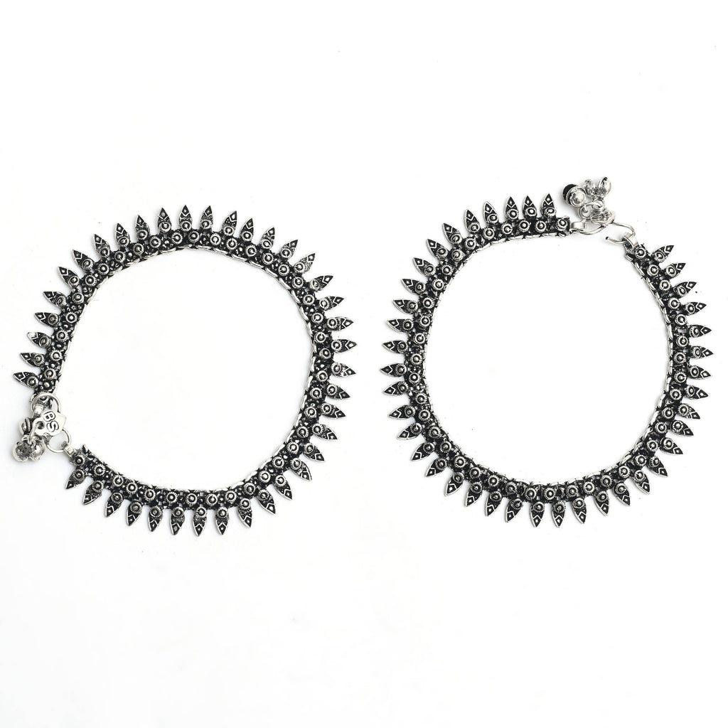 Johar Kamal Oxidised Traditional Silver Plated Ankle