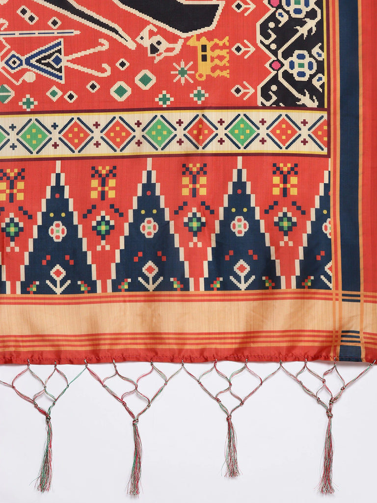 Women's Digital Print Shiney Satin Semistitched Lehenga Choli With Unstitched Blouse And Thred Work Dupatta