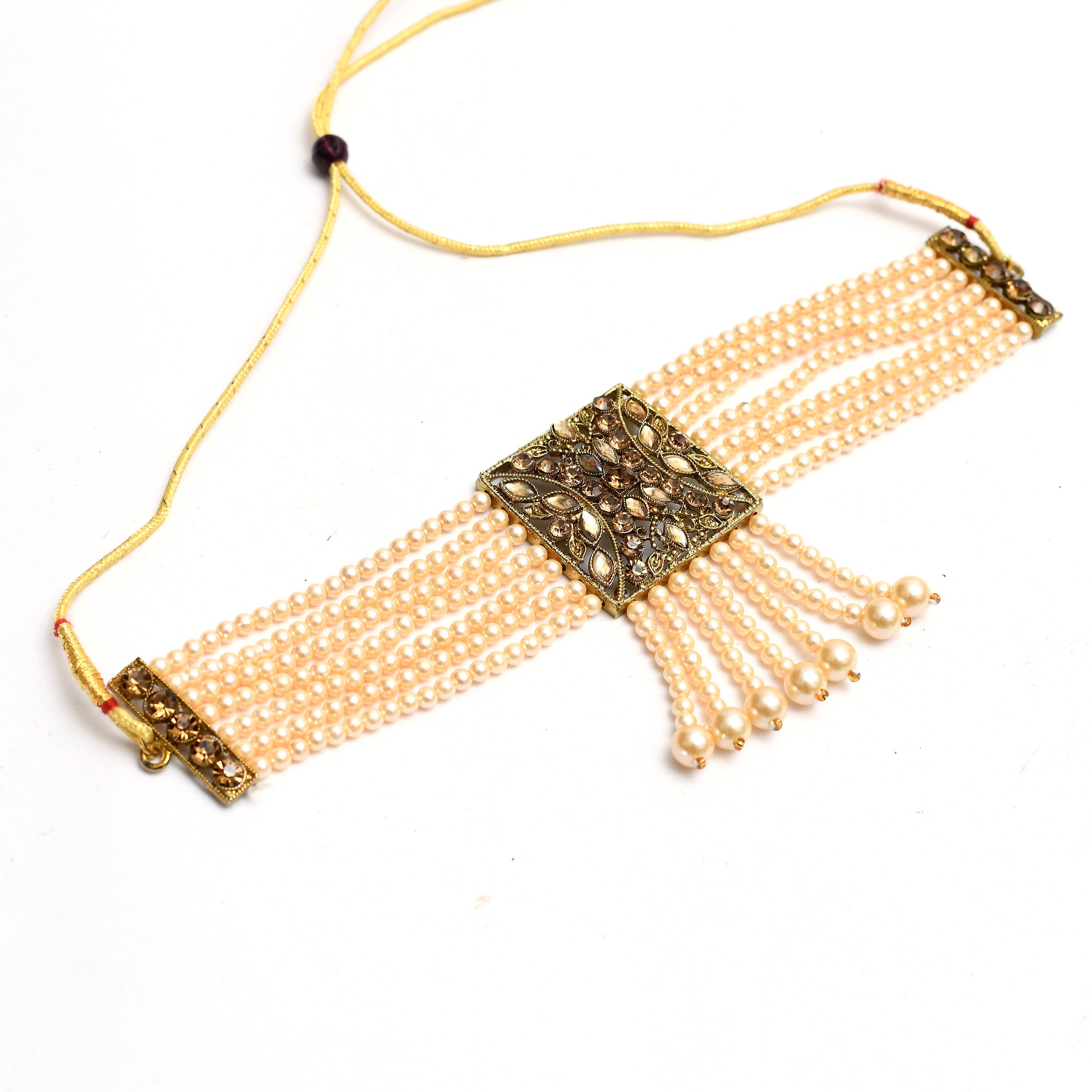 Kamal Johar Gold-Plated Pearls Necklace Set Mangalsutra Jkms_071
