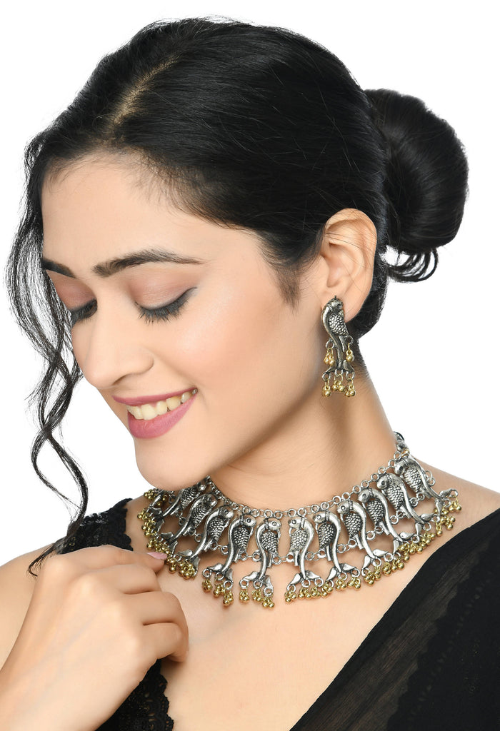 Trendia Parrot Design Choker Necklace with Golden Gh