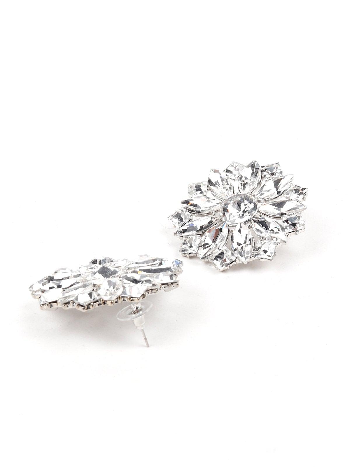 Women's Floral Crystal Statement Earrings - Odette