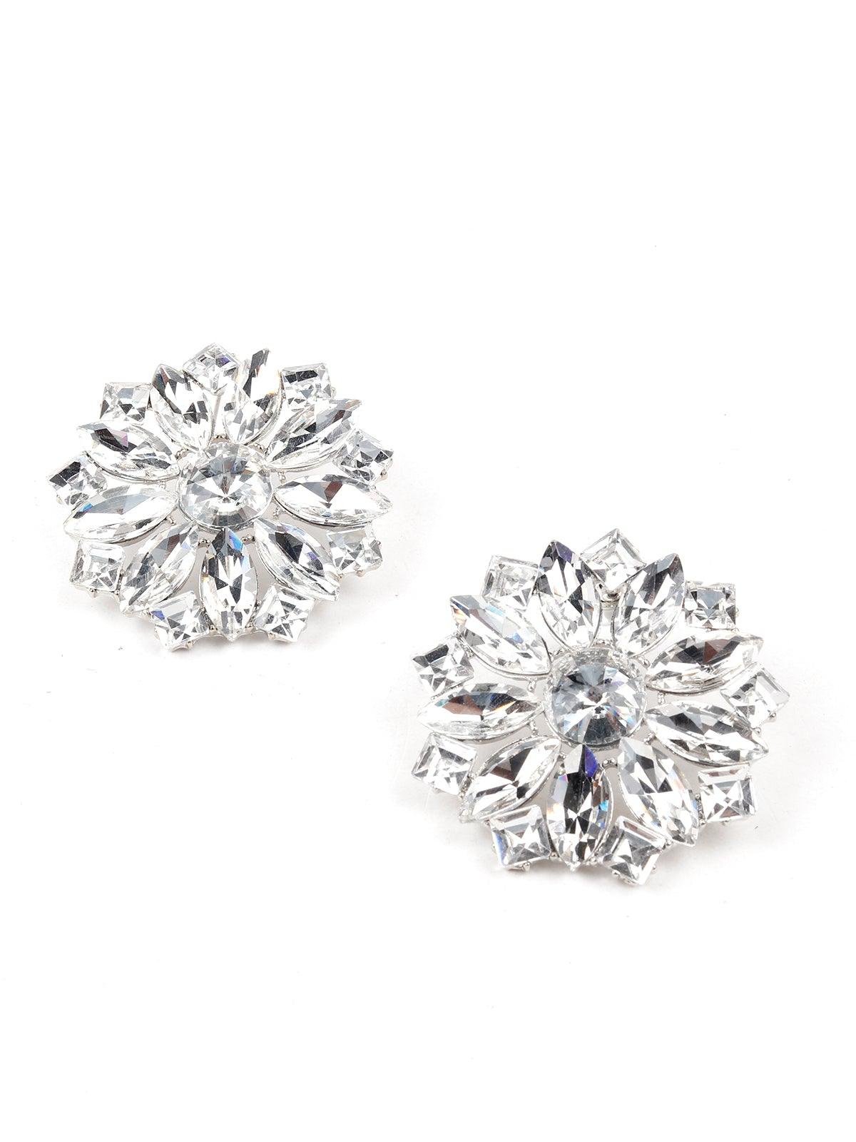 Women's Floral Crystal Statement Earrings - Odette