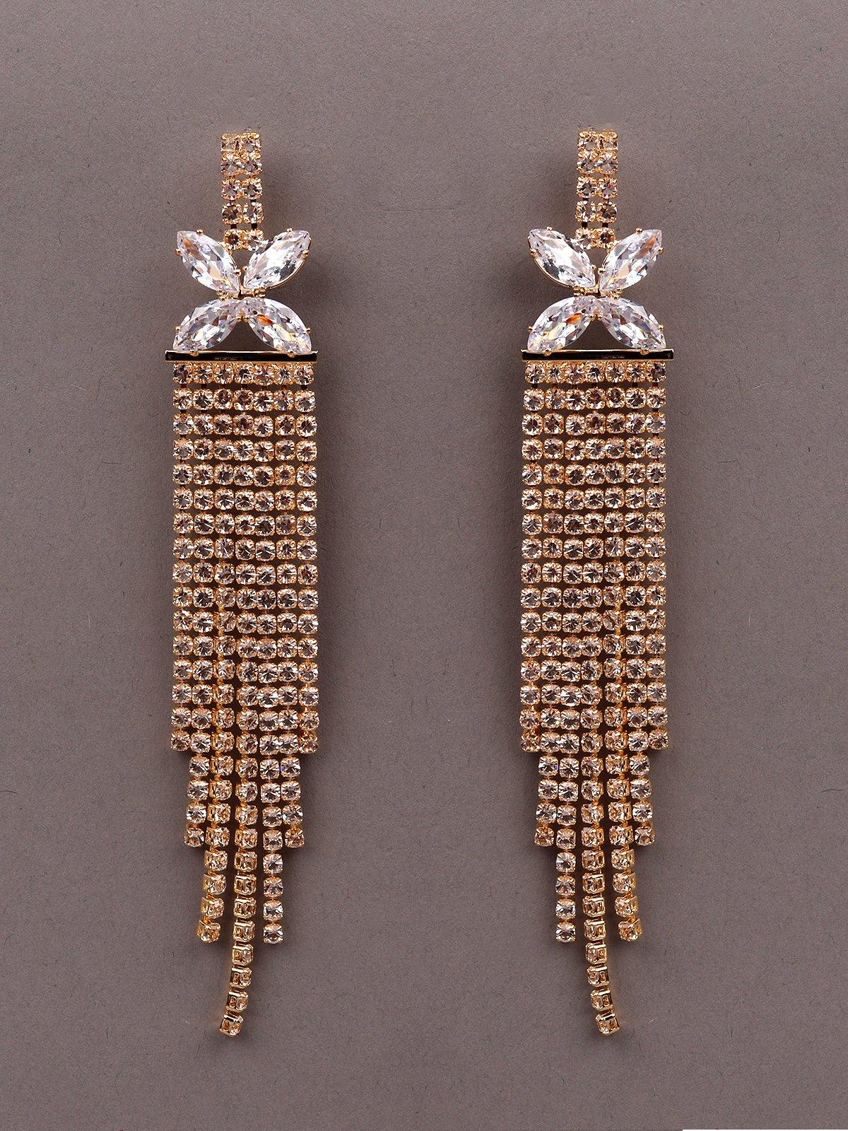 Women's Floral Gold-Tone Drop Tassel Earrings - Odette