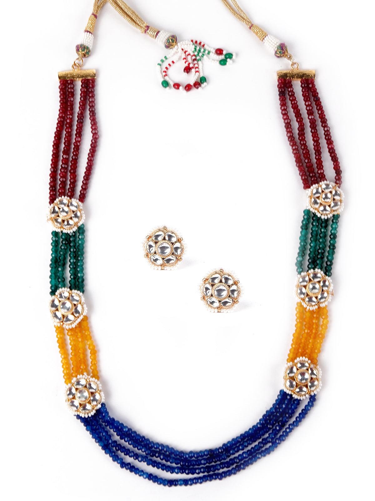 Women's Floral Multicoloured Embellished Necklace Set For Women - Odette