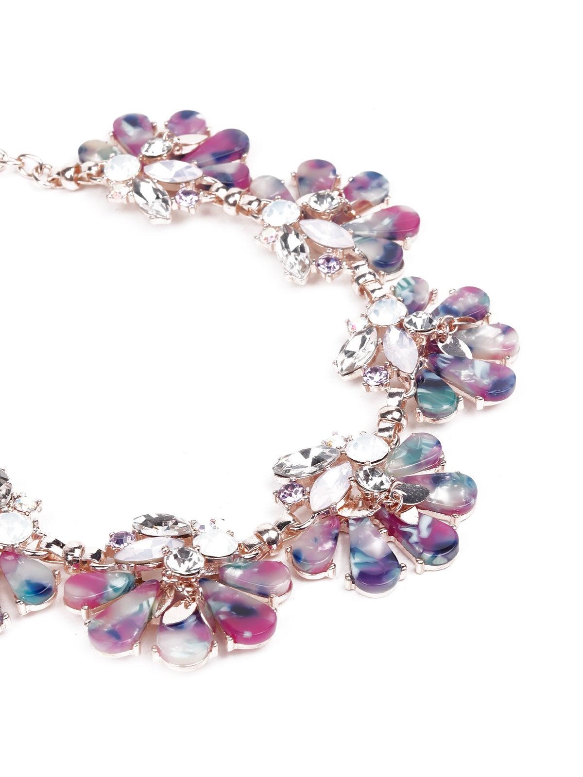 Women's Floral Purple Statement Necklace - Odette