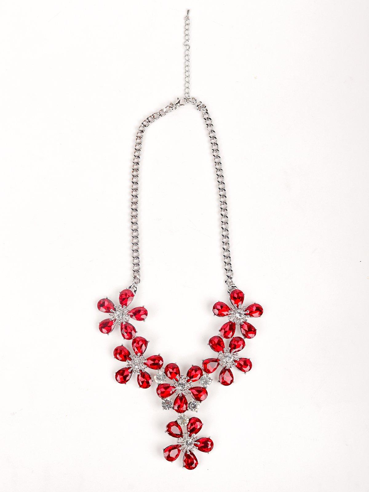 Women's Floral Red Ruby Necklace - Odette