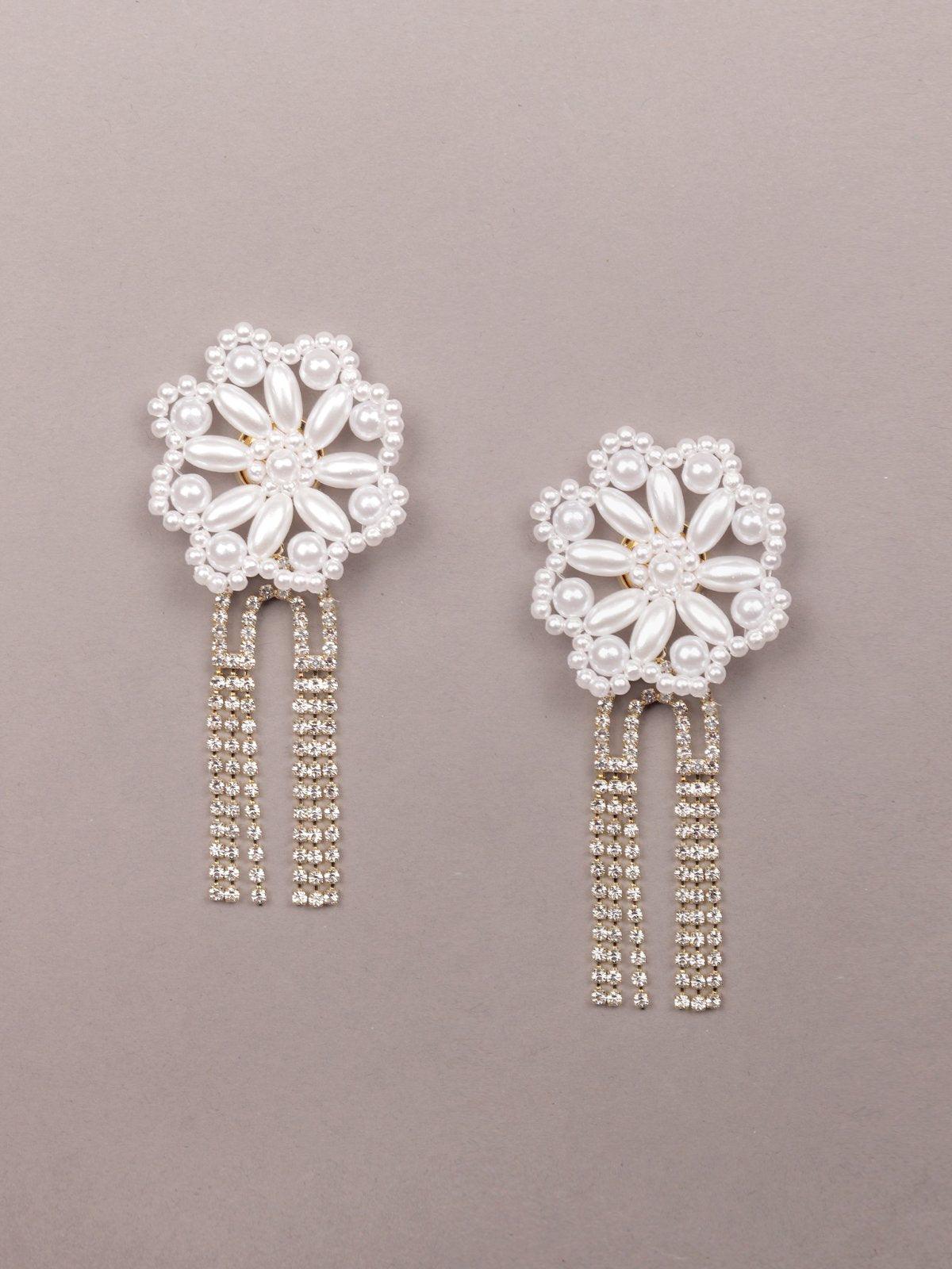 Women's Floral Studded Statement Earrings - Odette