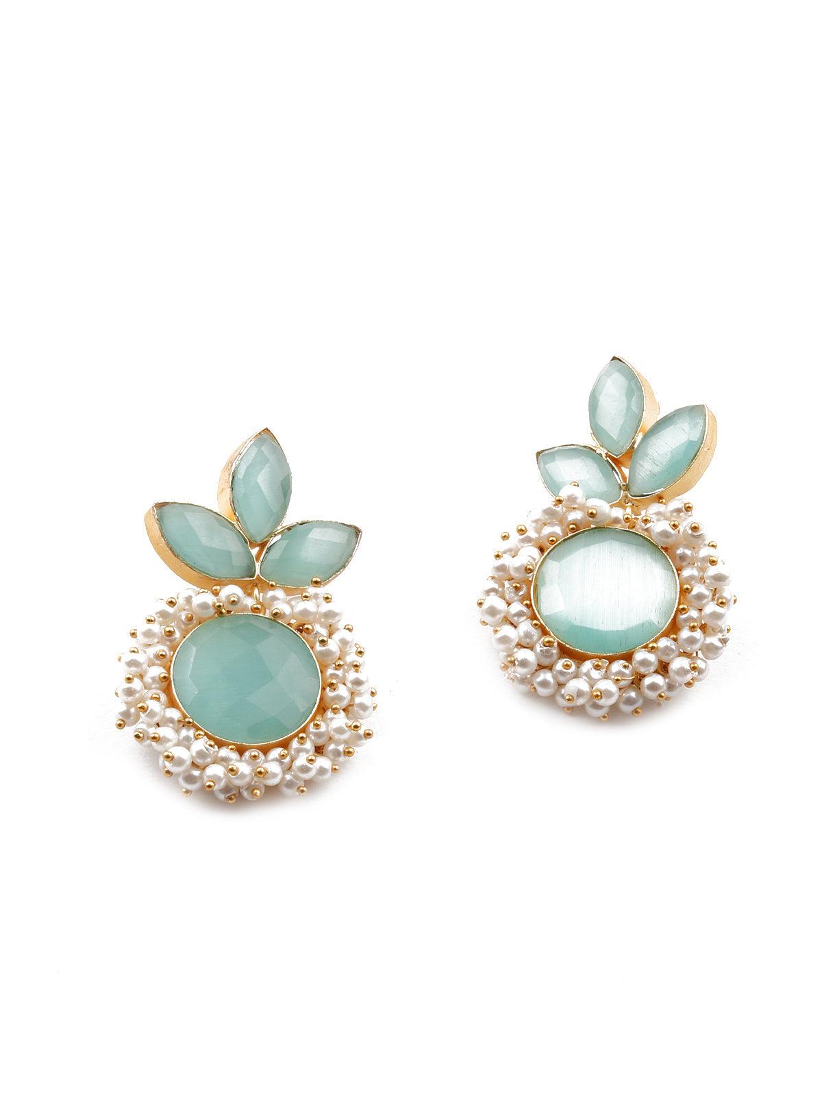 Women's Floral Stunning Light Blue Statement Earrings - Odette