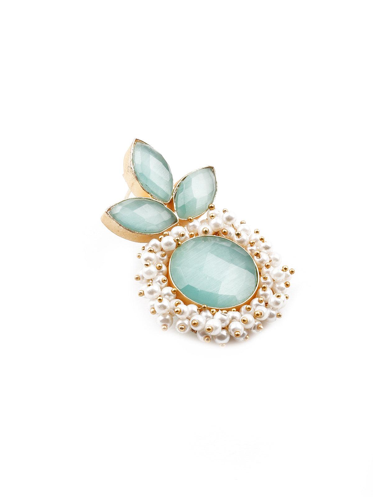 Women's Floral Stunning Light Blue Statement Earrings - Odette