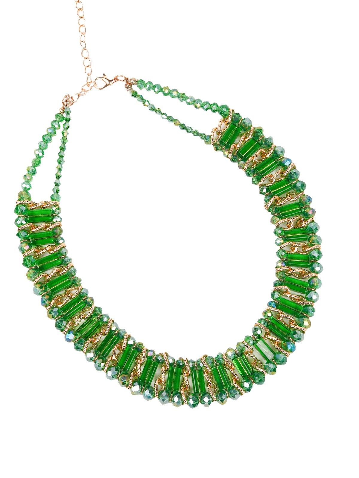 Women's Fluorescent Green Beaded Statement Necklace - Odette