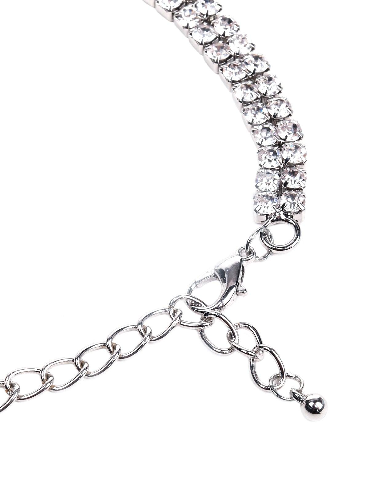 Women's Fully Studded Bow Pendant Necklace - Odette