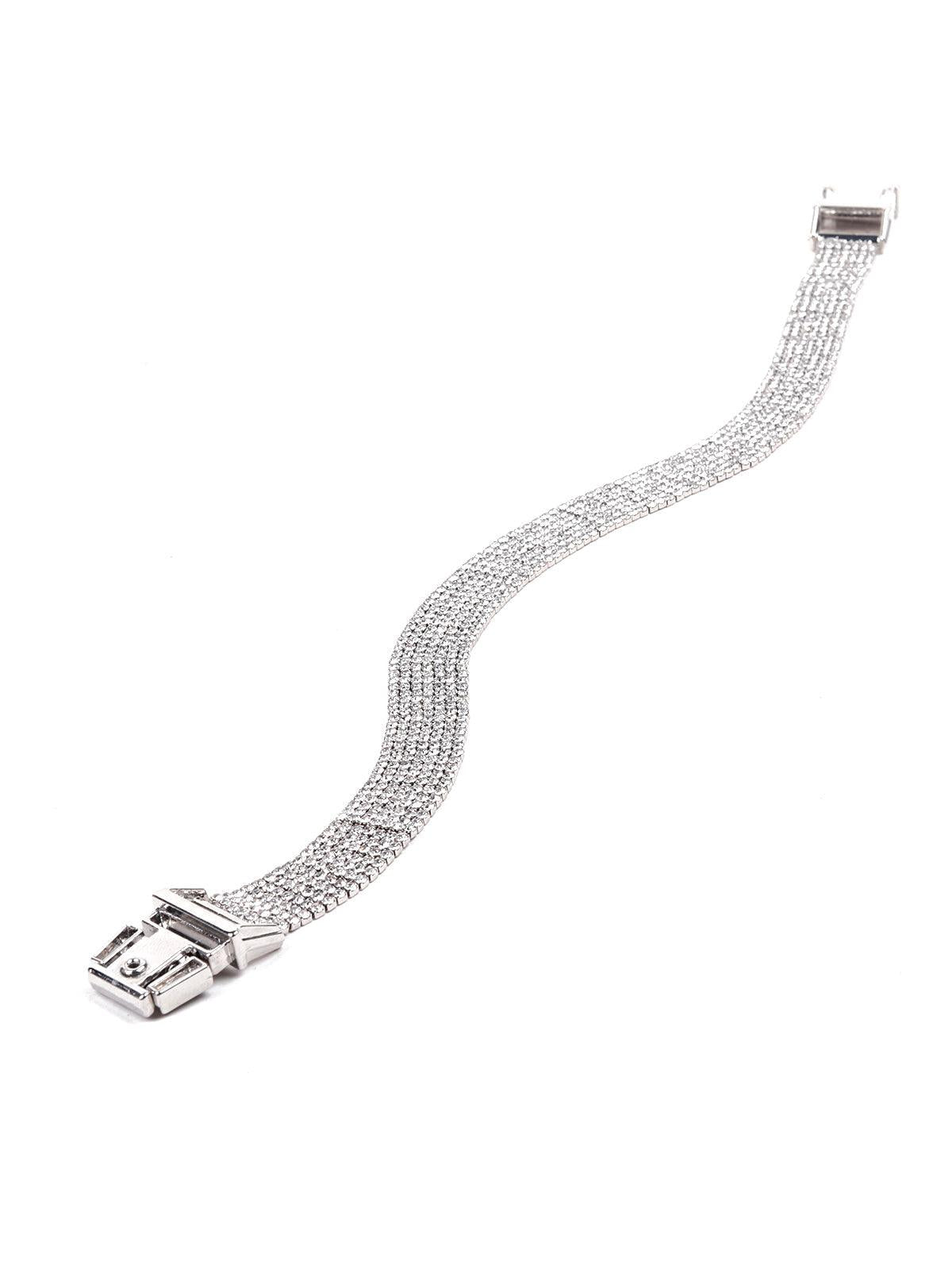 Women's Fully Studded Choker Studded Necklace-Silver - Odette