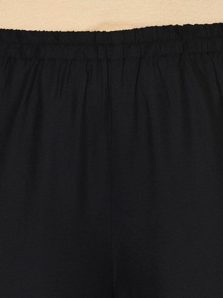 Women's Black Rayon Block Print Flared slip-on Palazzo