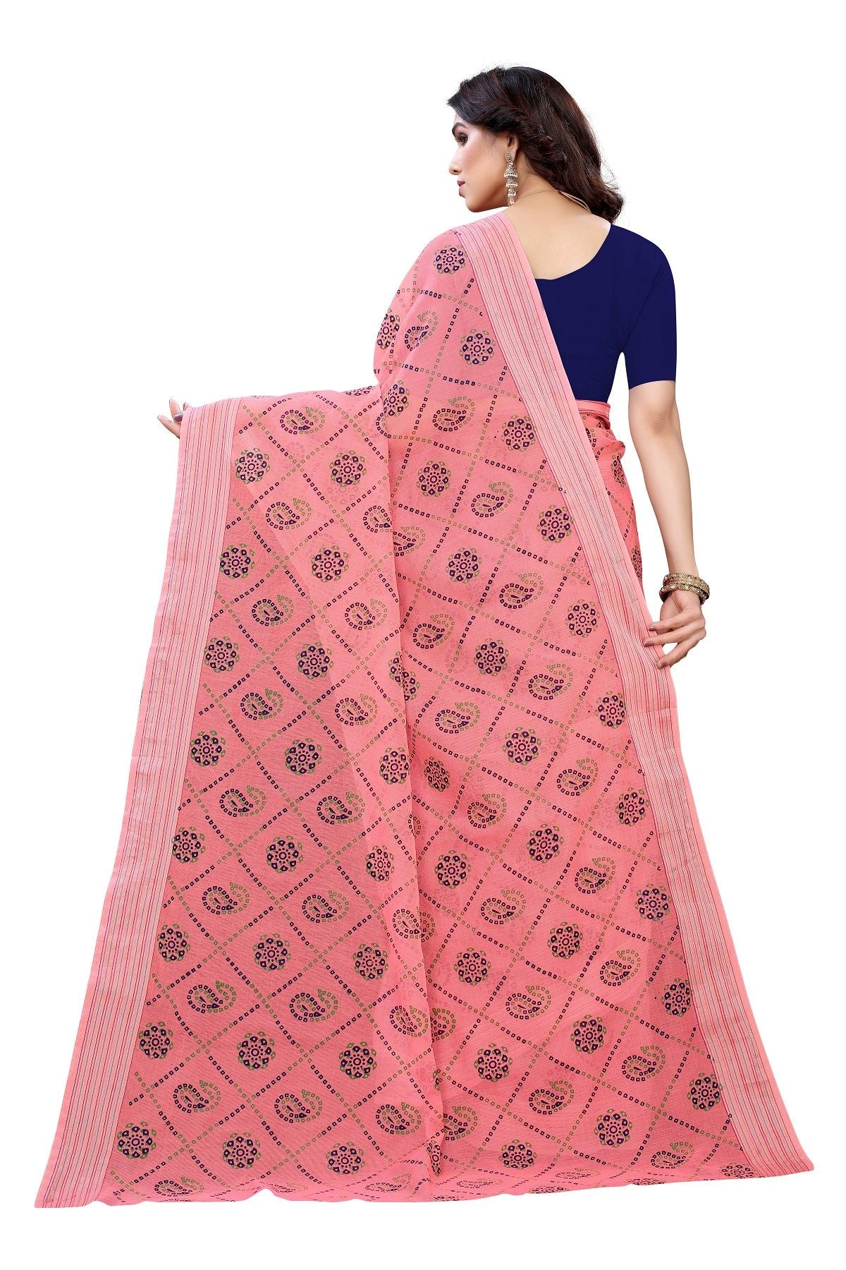 Women's Linen Jari Border Saree With Blouse Piece3  - Vamika