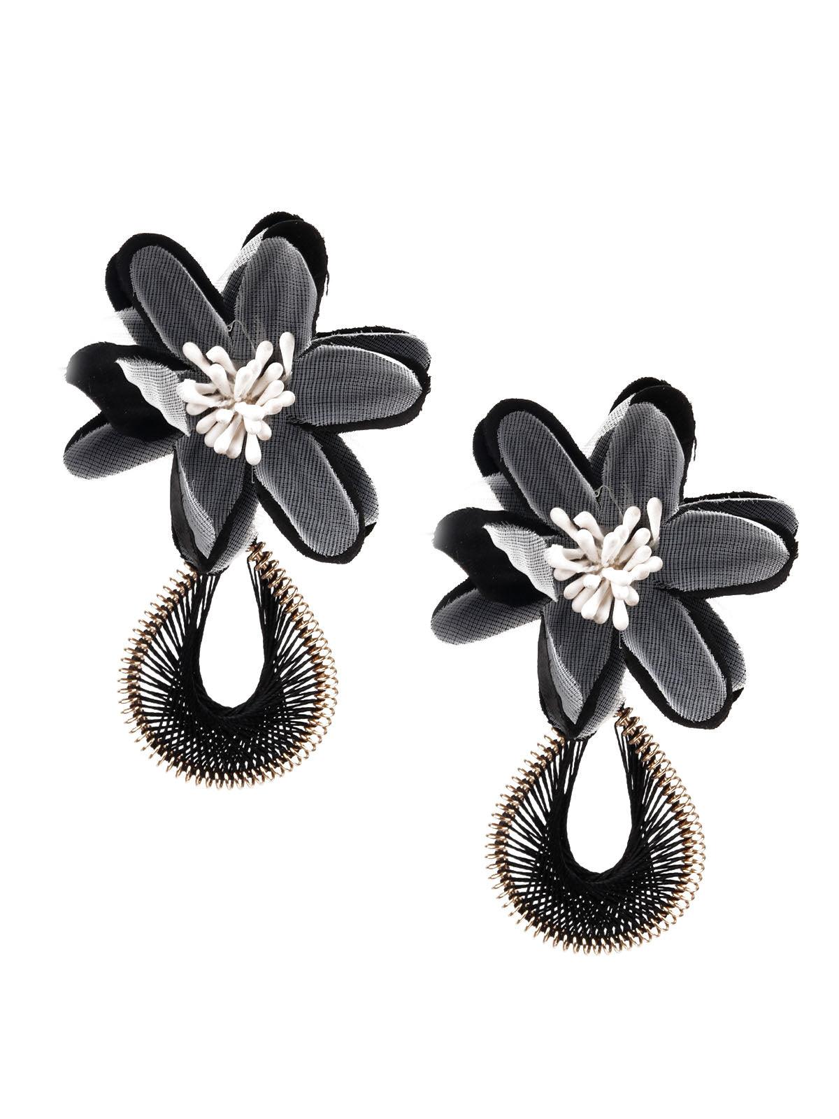 Women's Gold And Black Dangler Earrings - Odette