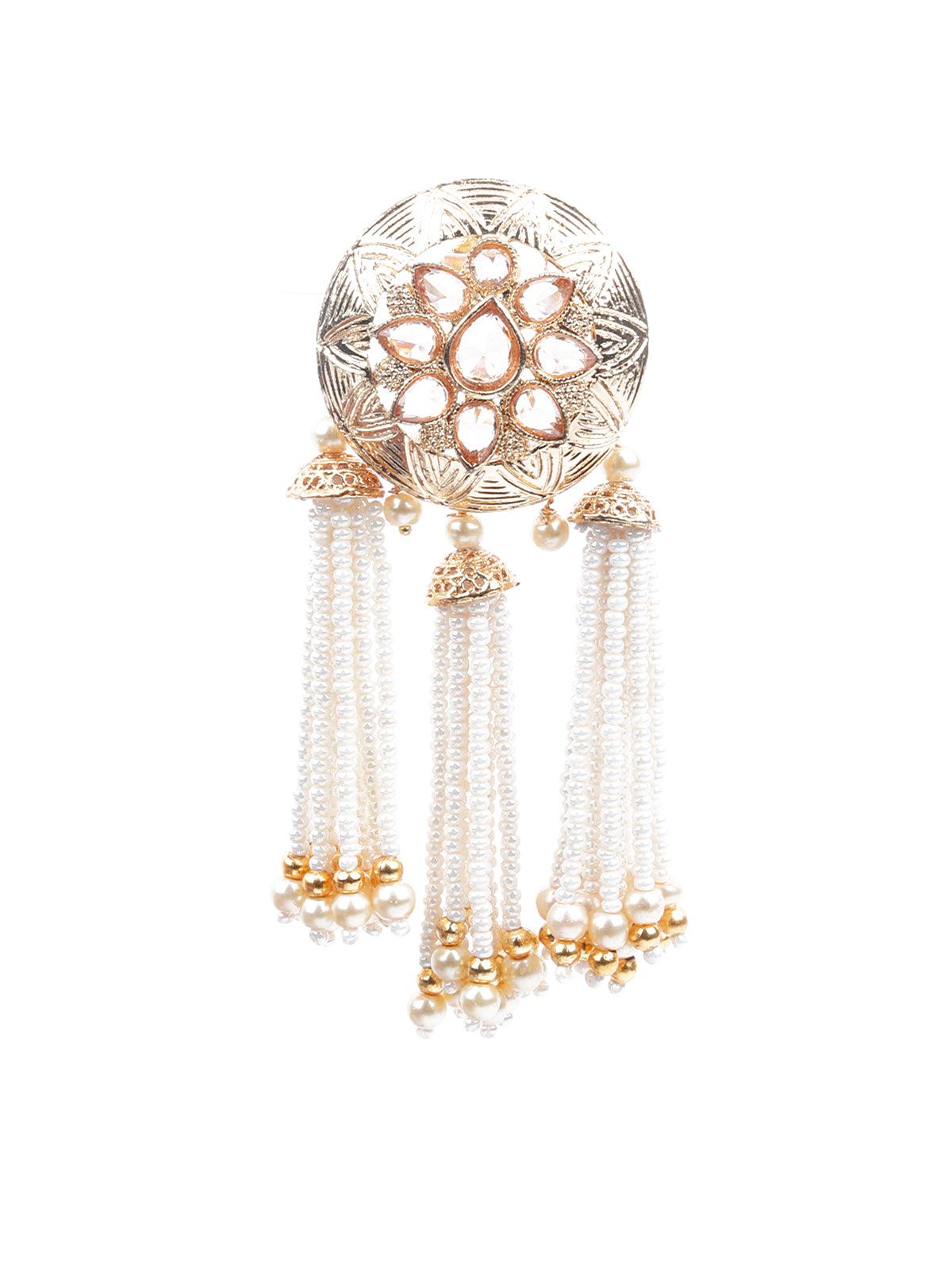 Women's Gold And White Dangler Earrings - Odette