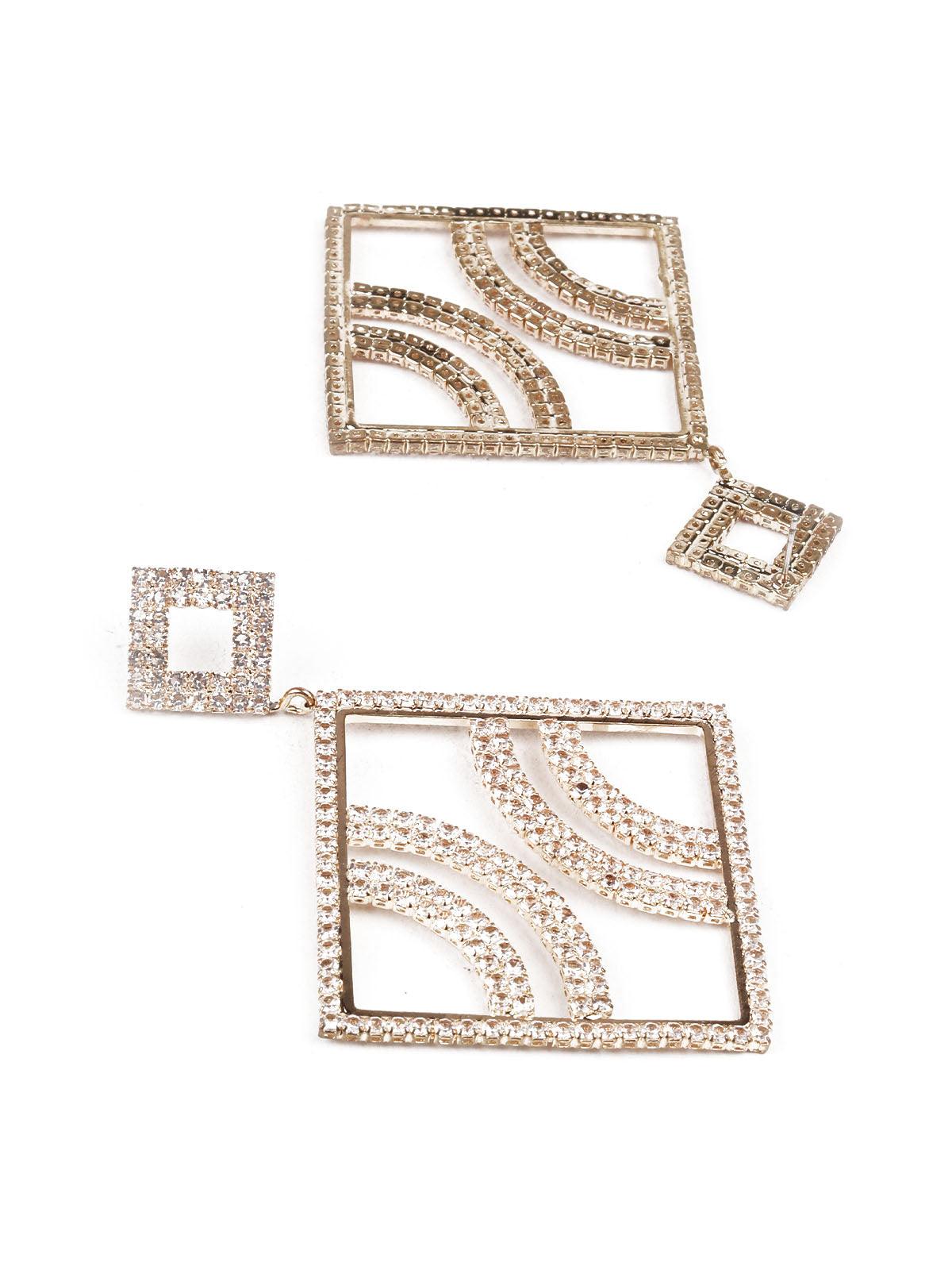 Women's Gold And White Dangler Earrings - Odette