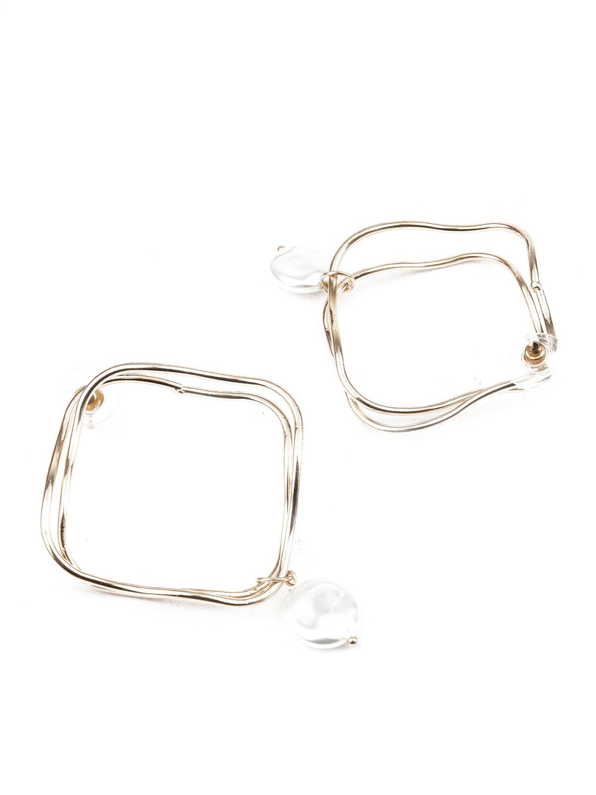 Women's Gold And White Hoop Earrings - Odette