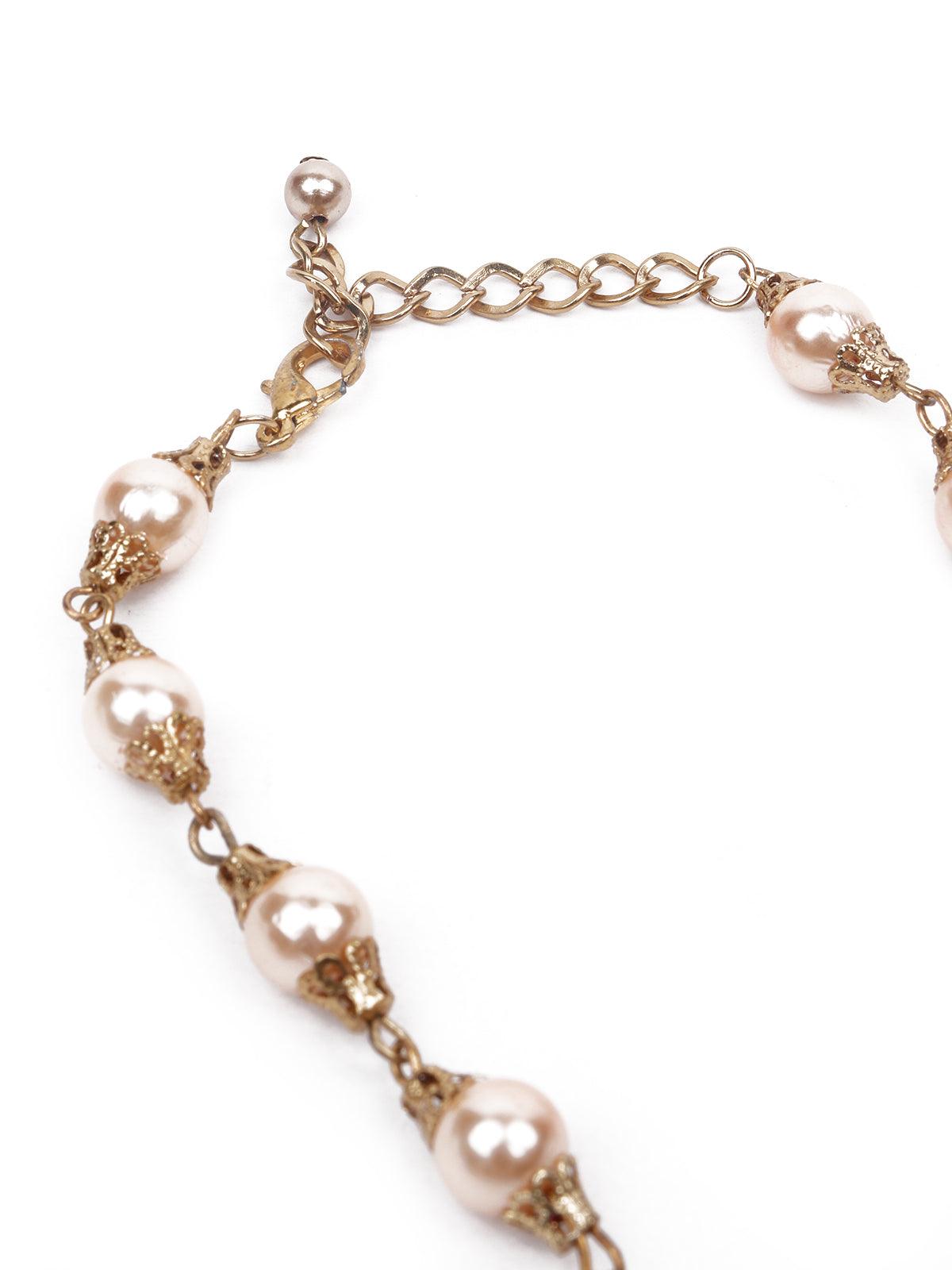 Women's Gold Beaded Pendant Necklace Set - Odette