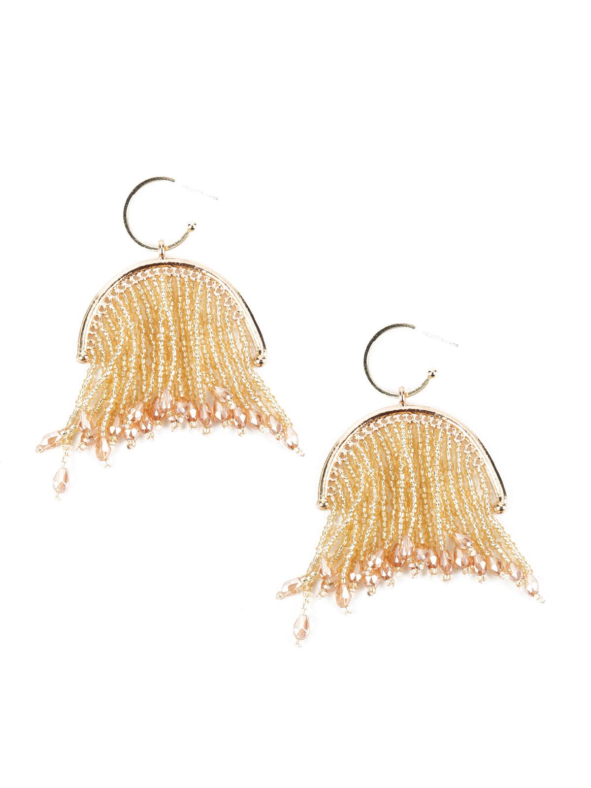 Women's Gold Beads Tassels Earrings - Odette