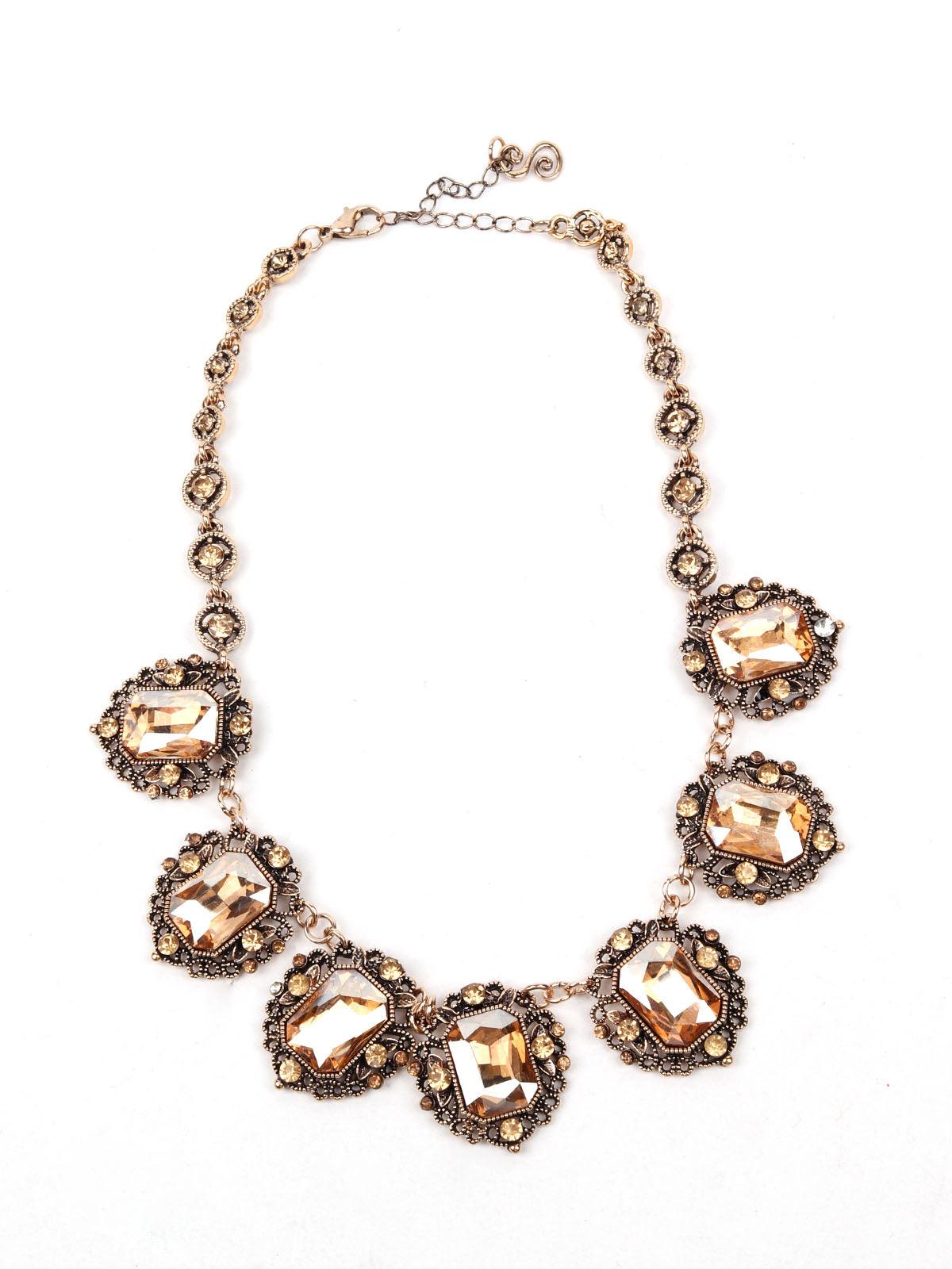 Women's Gold Crystal-Embellished Evening Statement Necklace - Odette