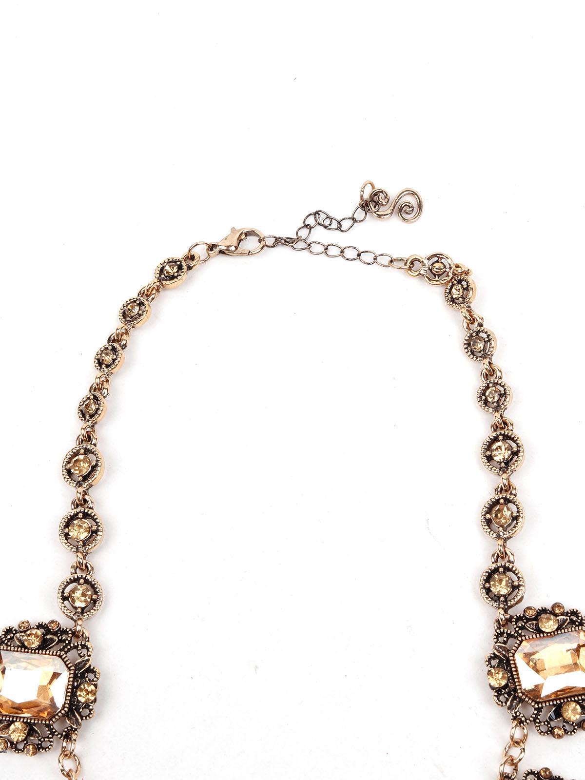 Women's Gold Crystal-Embellished Evening Statement Necklace - Odette