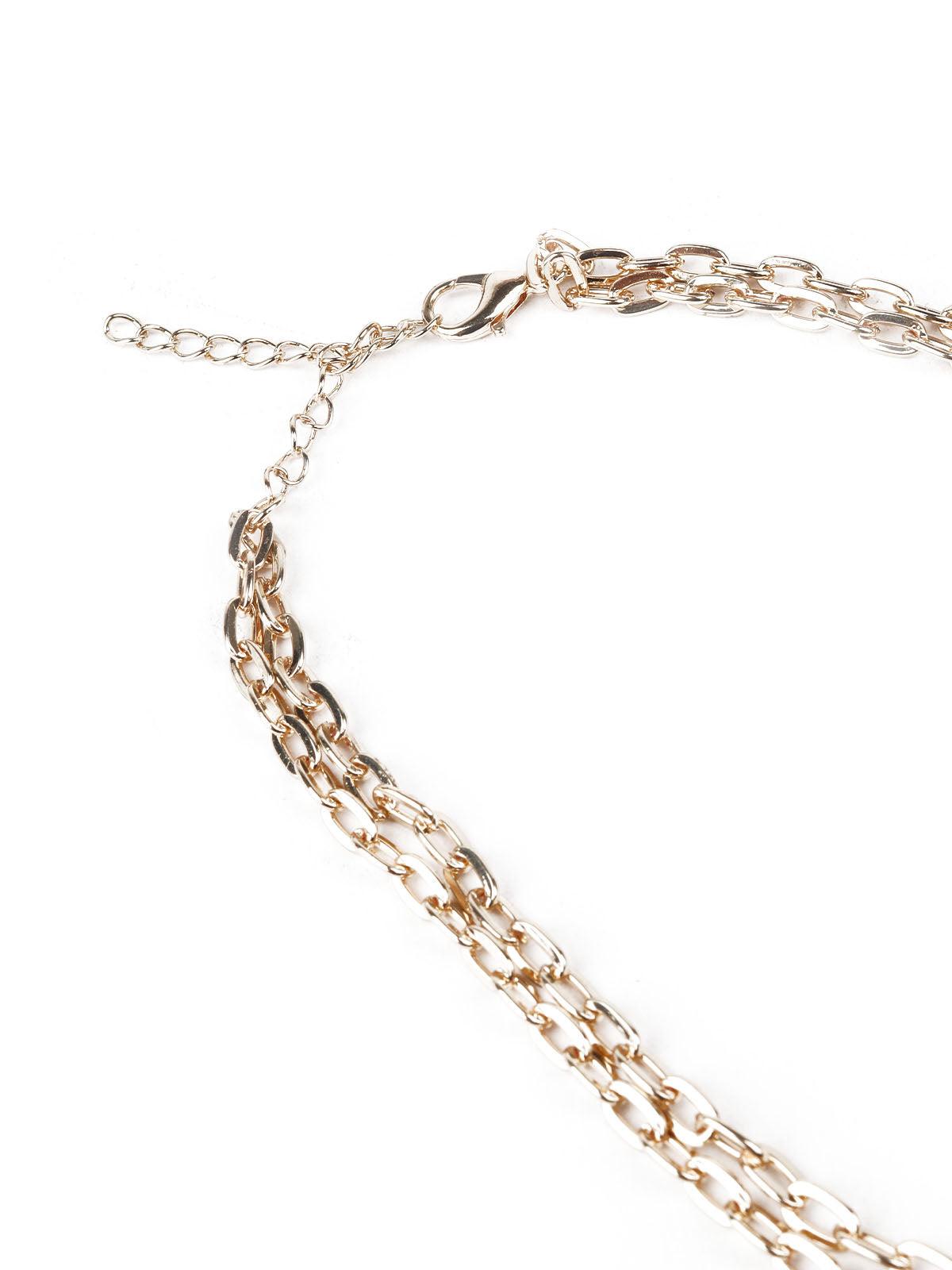 Women's Gold Double Layered Long Neckpiece - Odette