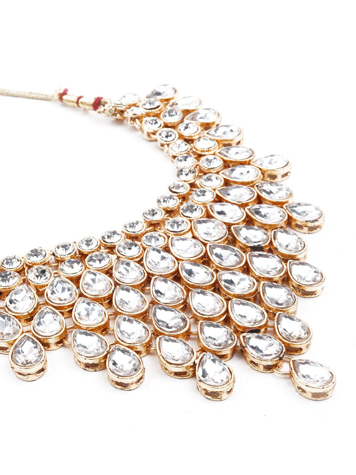 Women's Gold Necklace Set With Maang Tika - Odette