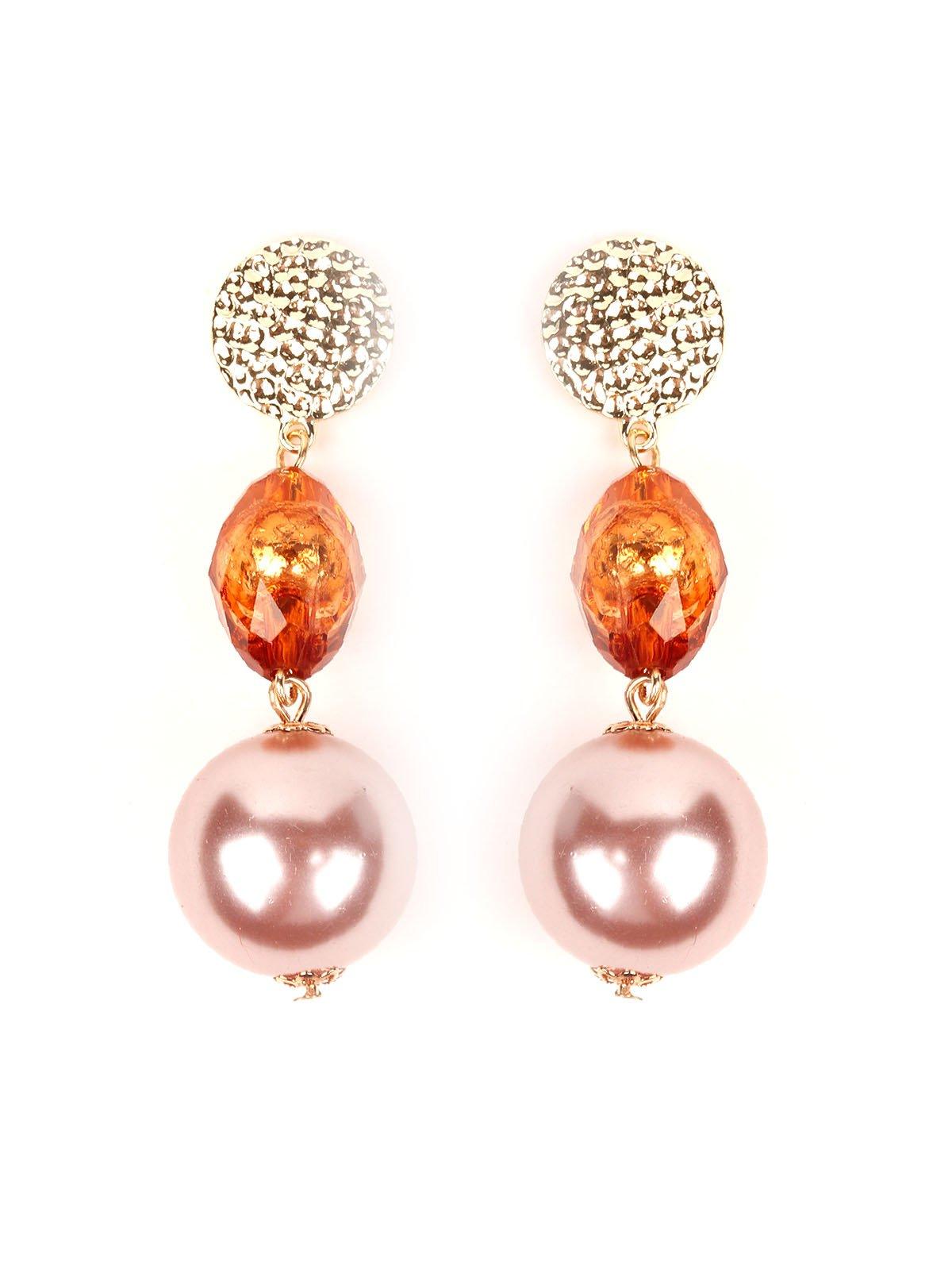 Women's Gold Orange And Rose Gold Drop Earrings - Odette