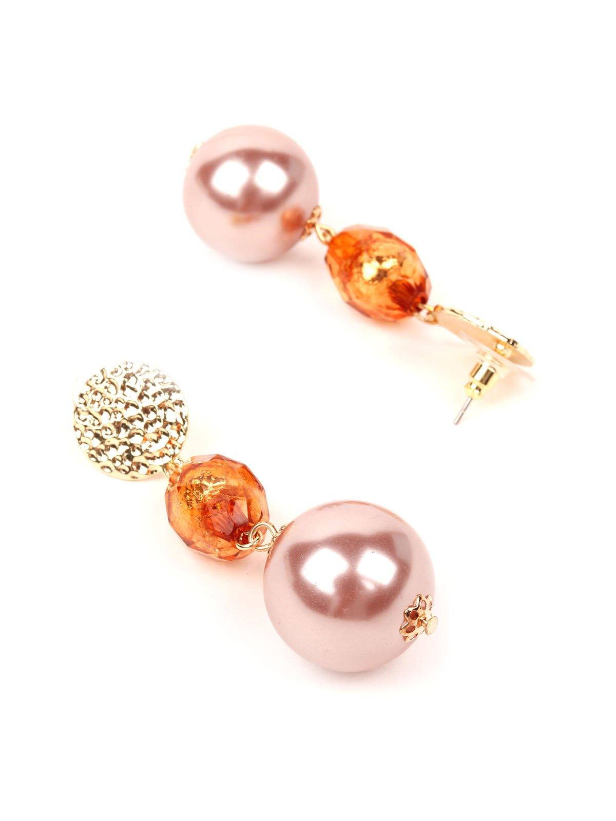 Women's Gold Orange And Rose Gold Drop Earrings - Odette