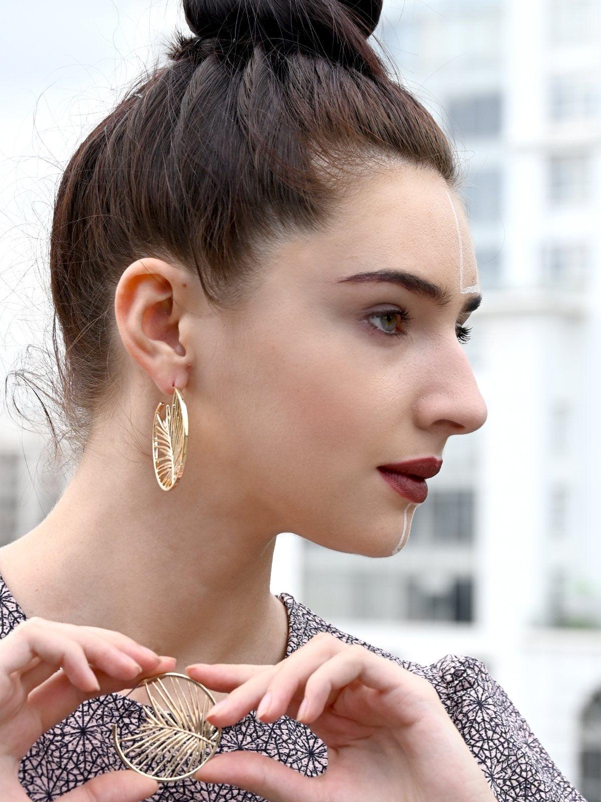Women's Gold Plated Hoop Statement Earrings - Odette