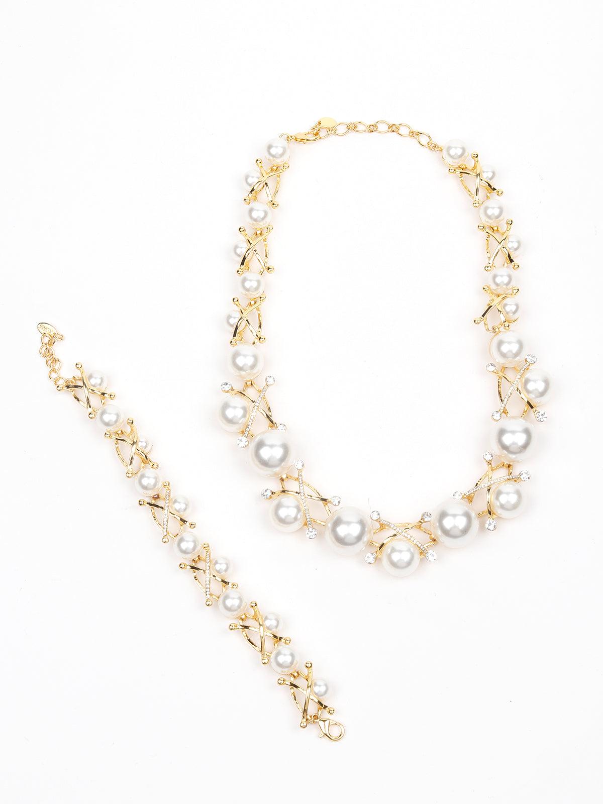Women's Gold Stones Pearly Set - Odette